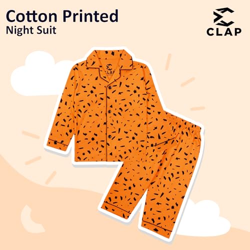 Image of CLAP Kids Cotton Printed Full Sleeves Night Suit