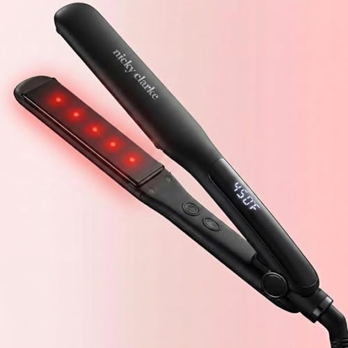 ELLA BELLA® Titanium Flat Iron Hair Straightener (with — side view showing full product dimensions