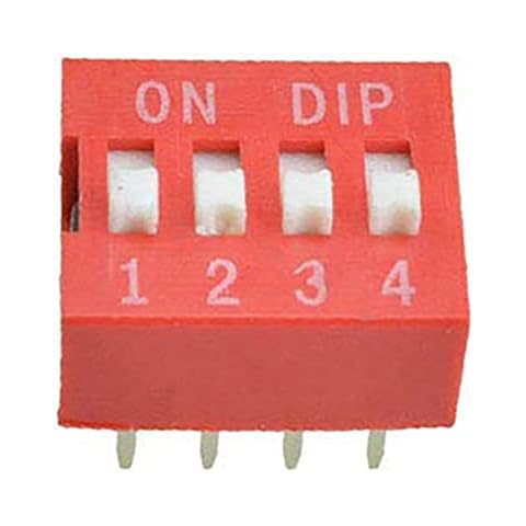 4-Way DIP Switch, Vikenar 50pcs Slide Switch Modules 2.54mm Pitch 4 Way DIP Toggle Switch for Circuit Breadboards (Red) Cover