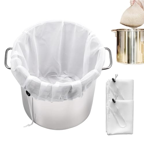 Straining-Reusable Muslin Bags - Large Mesh Strainer for Cooking, Nut Milk, Cheese, Yogurt, Brewing & Wine Making, 2Pack
