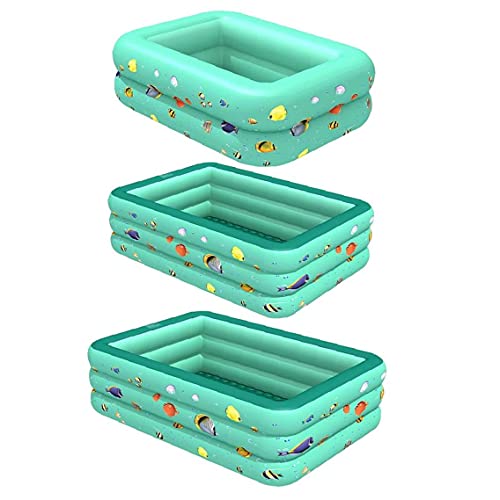 Opblaasbaar zwembad, vierkante kinderen peuterbad, buitenshuisbad, s Groen 150 cm, baby badpool, - Image 3