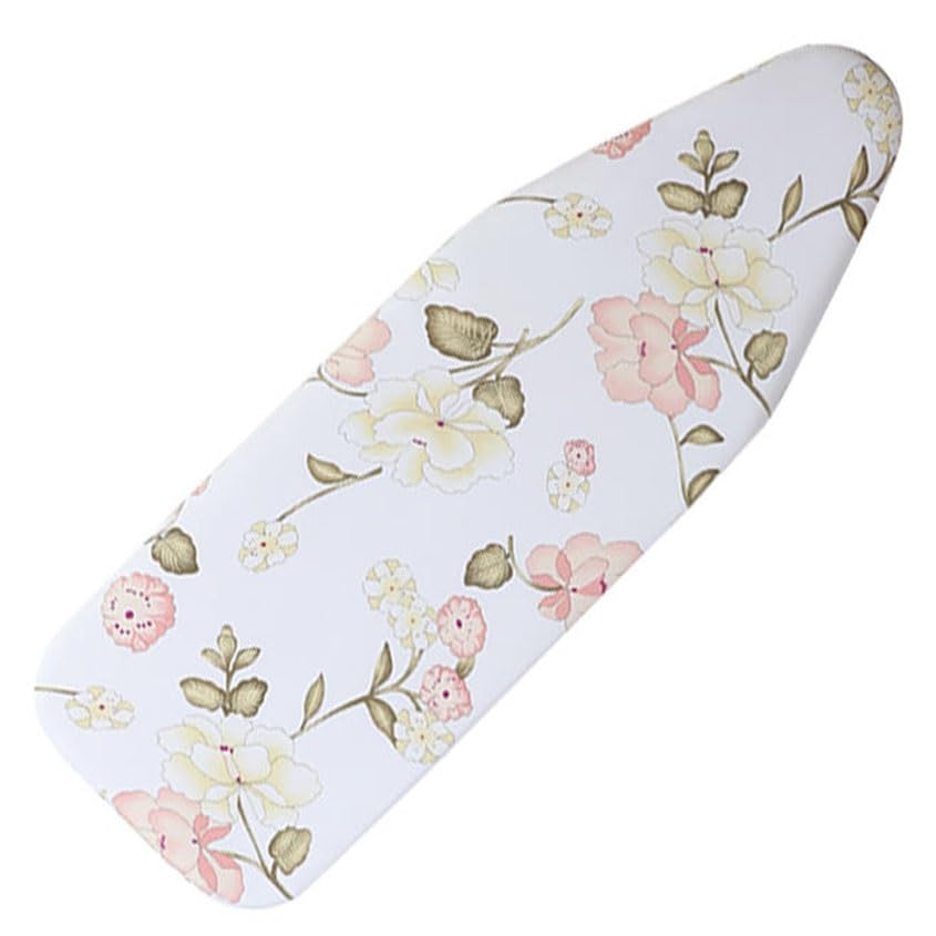 Copriasse da Stiro, Copriasse da Stiro Universale, Bordi Raffinati, con Coulisse, Senza Scolorimento, Resistente Alle Alte Temperature, Adatto for L'uso Domestico, Bianco con Motivo Floreale(Large)