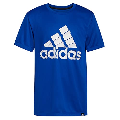 adidas Boys' Stay Dry Moisture-Wicking Aeroready Short Sleeve T-Shirt (Small, Two Tone Team Royal Blue)