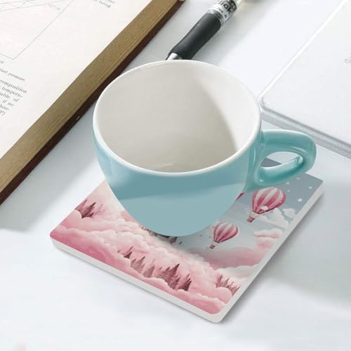 Dessous de verre montgolfière rose lavable pour table basse - 6