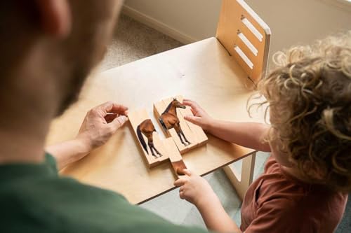 Image of Wooden Animal Chunky Puzzles for Toddlers 2+ Years - Montessori 4 in 1 Farm Animal Block Puzzle Toy