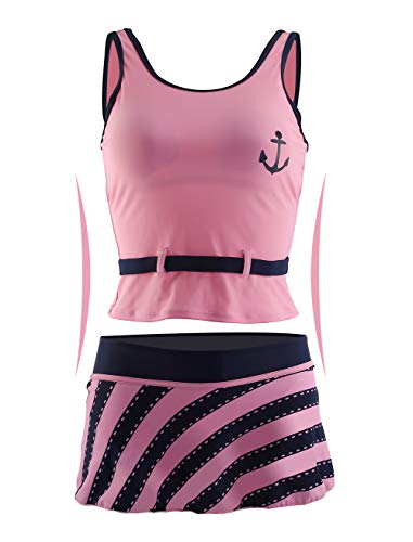 BIKMAN Summer Children Kids Two-Piece Swimsuit Swimwear Swimdress for Girl (Pink, 152(10-12 Years Old))
