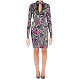 Keyhole Just Cavalli Damen Womens Rose Print Dress Kleid, Lila Variant, 72