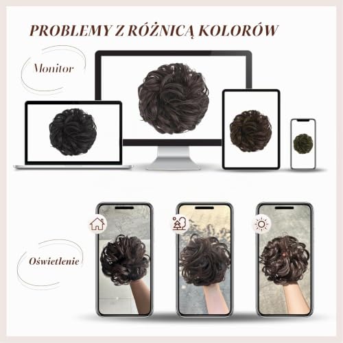 FESHFEN Kok Gumki do Włosów Chignon - Elastyczny Falowany Kręcony Treski Kucyk Włókien Sztuczny Syntetycznych dla Kobiet, 42 g Szampański blond i biały blond