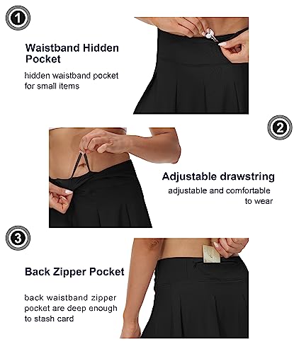 Cakulo 15" Pleated Tennis Golf Skirt For Women Summer Casual Cute Skorts Skirts High Waist Plus Size Athletic Workout Running With 4 Pockets Berry Black 3Xl #TOP5