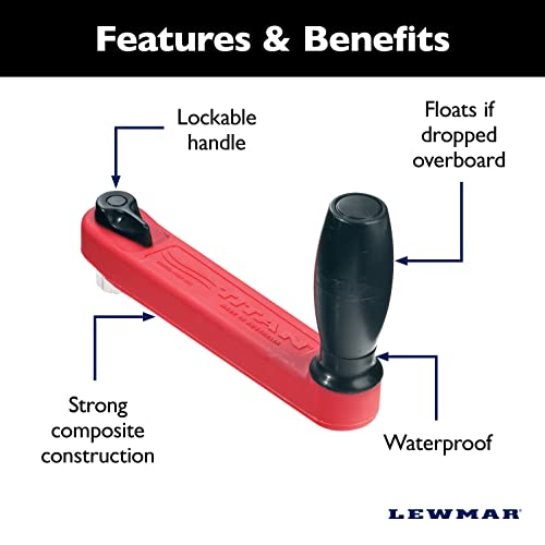 Manivelle de winch Lewmar Titan 8" à verrouillage rouge pour voilier
