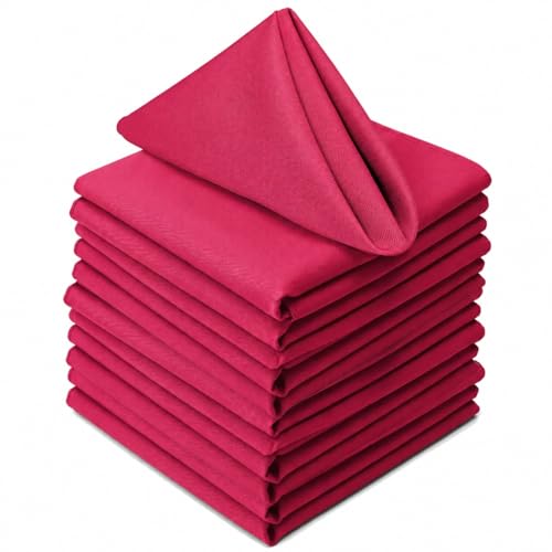 TableLinensforLess 17"x17" Polyester Cloth Napkins, Set of 12 (Hot Pink) | Easy-Care, No-Iron Finish, Superior Color Retention, Machine Washable