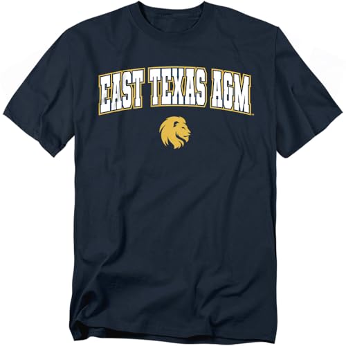 LOGOVISION Texas A&M University-Commerce Arch Logo Unisex Adult T Shirt, Navy, 2X-Large