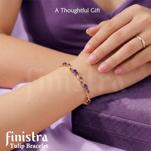 Image of finistra Tulip Bracelet for Women Stylish | Gold Plated Crystal Floral Jewellery | Adjustable Chain for Women & Girls Stylish | Elegant Tulip Bracelet for Women, Party & Daily Wear Accessory