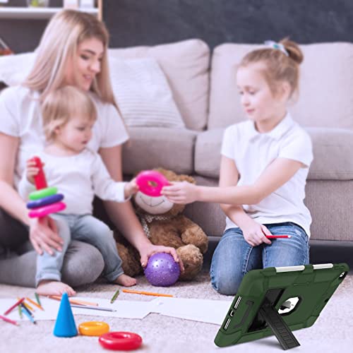 Bentoben Ipad 9Th Generation Case, Ipad 8Th / 7Th Generation Case, Heavy Duty Rugged 3 In 1 Shockproof Kickstand Hybrid Three Layer Protective Cover With Pen Holder For Ipad 10.2, Dark Green/Black #TOP7