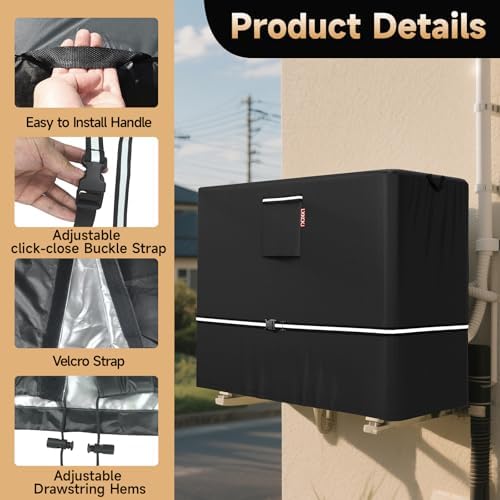 Air Conditioner Cover for Outside Units - Outdoor AC Cover for Window Unit - 420D Heavy Duty Fabric Waterproof Winter Central AC Covers Fits AC Condensing HVAC Unit (Black, 40''X16''X30'') — view 4