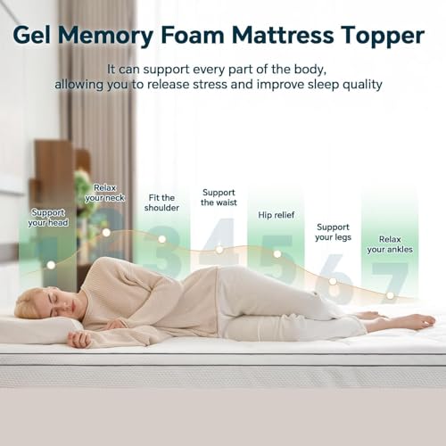 GEMBED Firm Memory Foam Mattress Topper Twin XL Size - Dual Layer 2.5 Inch Cooling Gel Memory Pad and 1 Inch Pillow Top Mattress for Back Pain - 39" x 80" x 3.5" — view 3