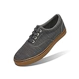 Men Skateboarding Shoe Canvas Skate Sneaker Lace Up Rubber Sole Grey