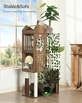 FourFurPets Grand arbre de chat avec feuilles, Tour de chat de 72.8 pouces pour chats intérieurs, Arbre de chat moderne avec poste de scratching, Grand perche, tunnel, boule à balançoire, auto-groomère, Greige
