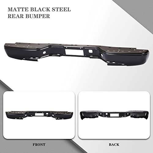 Carpartsdepot Fleetside Matte Black Steel Rear Bumper Face Bar Fit For 1999-2006 Chevrolet Silverado / Gmc Sierra Gm1102412 88944059 #TOP1