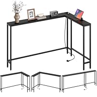 YATINEY Schmaler Konsolentisch, Eingangstisch, 15 cm breit Flurtisch, 1 AC und 2 USB-Anschlüsse, für Wohnzimmer, Flur, hinter dem Sofa, 3 Kombinationsmodi, Schwarz XCT07CBB