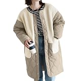 [Z8two] コート レディース ロング 暖かい 防寒 ポケット 厚手 アウター 切り替え キルティングコート 異素材ドッキング 膝丈 気質 シンプル ゆったり 体型カバー カジュアル 冬服