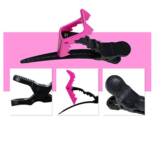 BEINY 6PCS Plastic Crocodile Hair Styling Clips with Non Slip Grip - Double Colored Barrettes for Thick Hair - Salon Sectioning Alligator Clips - DIY Accessories Hairpins for Women Girls (Rose Red) — view 5