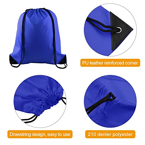 Plulon 30 Pcs Blue Drawstring Backpack Bags Bulk String Backpack Cinch Sack Pull Sport Gym Backpack Bags For Yoga Traveling Outdoor Sports #TOP2