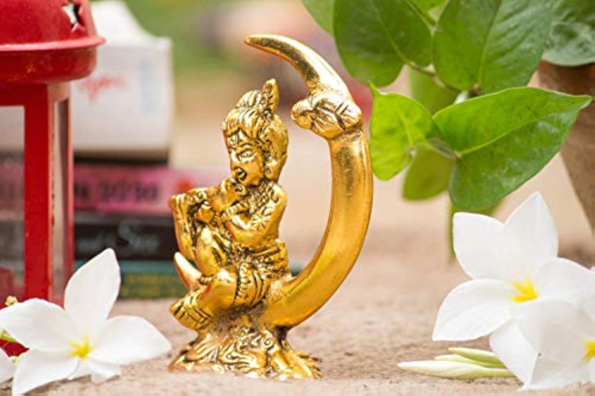 Metal Lord Krishna Playing Flute Idol, Medium