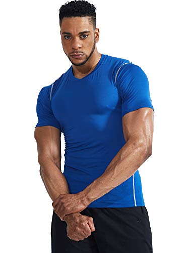 Camisa masculina de compressão Cadmus Workout, 5003# Gray & Blue & White,pack of 3, Large