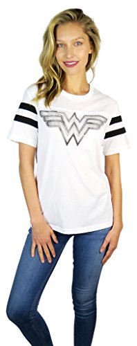 Dc Comics Womens Wonder Woman Varsity Football Tee (Medium) White #TOP23