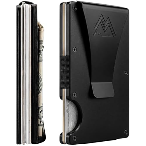 Mountain Voyage Co Minimalist Wallet for Men - Slim RFID I Scratch Resistant, Matte Black Credit Card Holder & Money Clip, Easily Removable Money & Cards, Mens Wallets