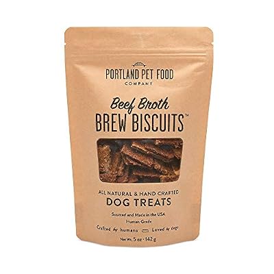 CRAFTED BY HUMANS LOVED BY DOGS Portland Pet Food Company Beef Broth Brew Biscuit Dog Treats (1 Pack, 5 oz Bag) – All Natural, Human-Grade, USA-Sourced and Made