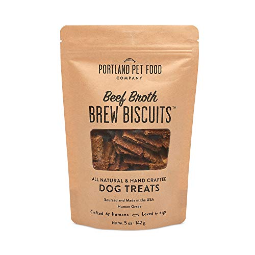 CRAFTED BY HUMANS LOVED BY DOGS Portland Pet Food Company Beef Broth Brew Biscuit Dog Treats (1 Pack, 5 oz Bag) – All Natural, Human-Grade, USA-Sourced and Made