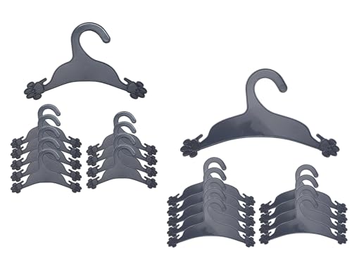 Auto-plaza 20x Black Plastic Pet Clothes Hangers, 5x7 inch & 6x7 inch Cute Dog Paw Print Shape, 2 Sizes: 23cm x 17cm & 18cm x 15cm, 10 Hangers Each, Suitable for Pets & Baby Clothes