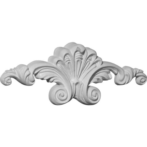 Ekena Millwork Onl08X03X01Sc 8 5/8-Inch W X 3 1/8-Inch H X 7/8-Inch P Scroll Center Onlay #TOP11