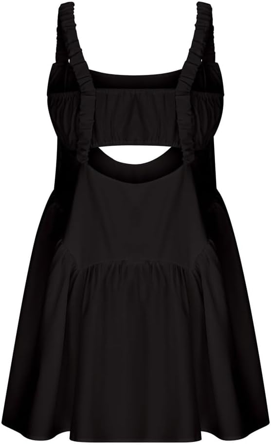 Womens Tennis Dress Built-in Bra Sleeveless Casual Summer Backless Golf Dress Two Piece Athletic Dresses