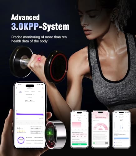 Image of 8.0 Smart Ring and Charging Case【Industry First - 0 Measurement Error】【IP68 Waterproof】 2025 Smart Ring for Women & Men for Sleep Tracking Wearable Device,Fitness Ring Sliver 8#