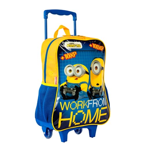 Kit Mochila Rodinhas Estojo Lancheira Minions Gamer Sestini