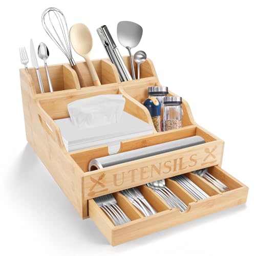 IUMLXJO Large Kitchen Utensil Holder with Drawer Organizer, 11 Compartment