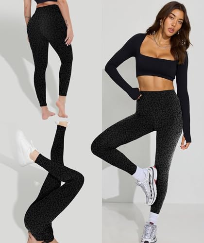 GAYHAY High Waisted Leggings for Women - Soft Opaque Slim Tummy Control Printed Pants for Running Cycling Yoga