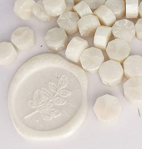 80 Pieces Cream White Sealing Wax Beads Wax Seal Stamp Melts Beautiful Color Metallic Wax Beads Wedding Invitations Christmas Gift Cards Party Envelopes Christmas Gift Packages Sealing Kit image 4