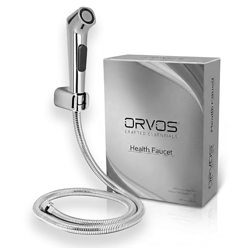 Image of Orvos Health Faucet, Modern Squeeze Button, ABS Outer Body with Brass pin, with 1 to 1.2 Meter extendable SS 304 Shower Hose and wall Hook, Jet Spray for high end Luxury Toilets