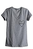 Thread Tank Badass at Heart Women's Relaxed V-Neck T-Shirt Tee Heather Grey Medium