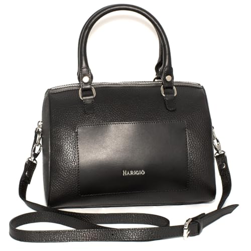 - Materiali: Bauletto da donna di colore nero realizzato 100% in vera pelle, con accessori lucidi nickel free trattamento galvanico, borsa a mano e tracolla.