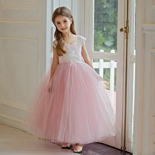 Flower Girl Dress Butterfly Embroidery Tulle Elegant Fancy Satin Formal Holiday Communion Party Pageant Gown3