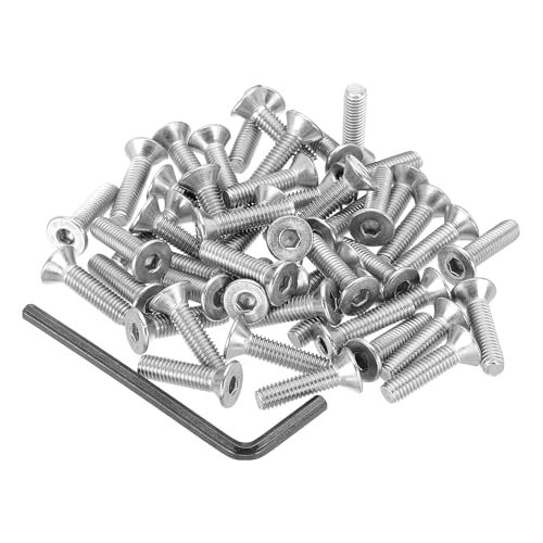 PATIKIL #10-32 x 3/4" Flat Head Socket Cap Screws, 50Pcs Countersunk Bolts Head Machine Screws 304 Stainless Steel (18-8) UNF Socket Drive Bolt Fasteners for Industry Machinery Household