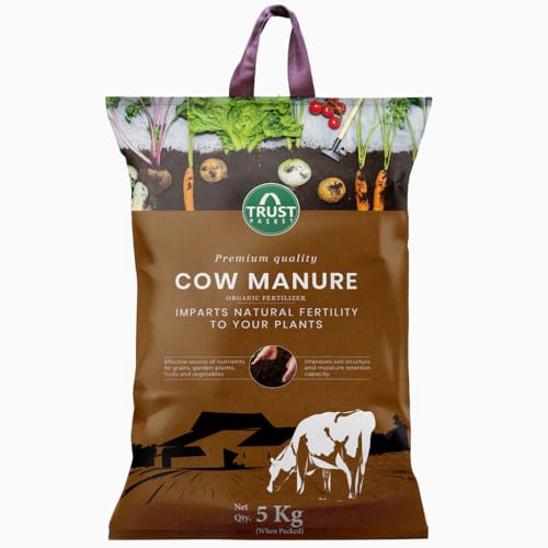 TrustBasket Cow Dung Manure 5kg | 100% Natural Organic Fertilizer for Plants | Nutrient-Rich Compost with Microbial Bio-Stimulants | Improves Plant Health, Water Retention & Soil Fertility