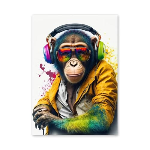 Poster abstrait singe DJ toile murale pour relooker mur vide - 2