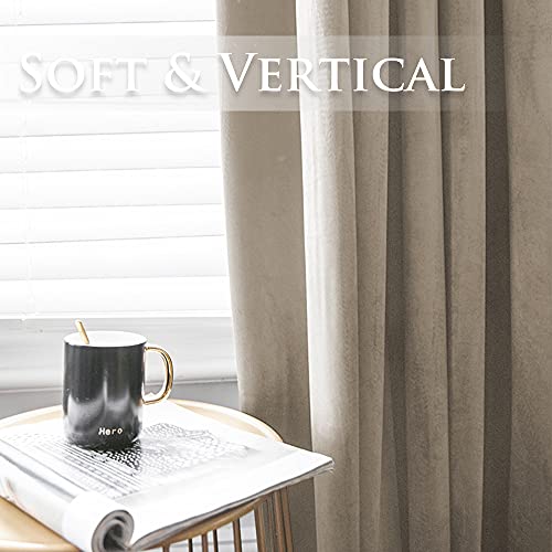 Stangh 108 Inches Taupe Velvet Curtains - Pinch Pleat Living Room Blackout Drapes Super Soft Heavy Window Curtains For Bedroom, Thermal Insulated Drapes For Balcony, W30 X L108, 2 Panels #TOP7