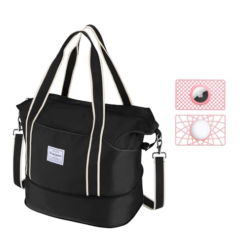 WALNEW AirTag Holder for Wallet And Travel Bag Bundle|Ultra Slim Thin 0.1 inch Thickness Airtag Card Holder|Travel Duffel Bag Weekender Overnight Carry On Bag for Women Men